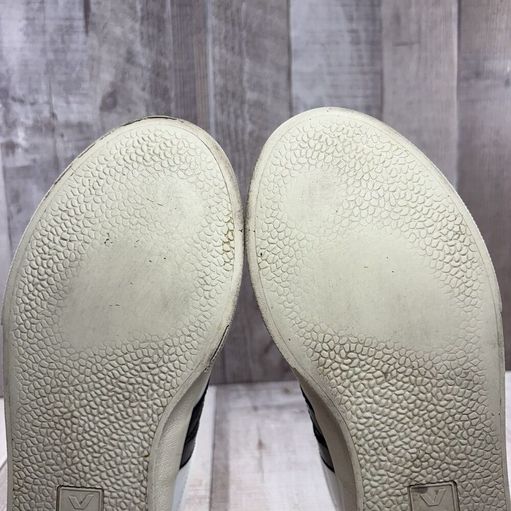 Veja White Leather Sneakers with Black V Logo - Picture 13 of 15